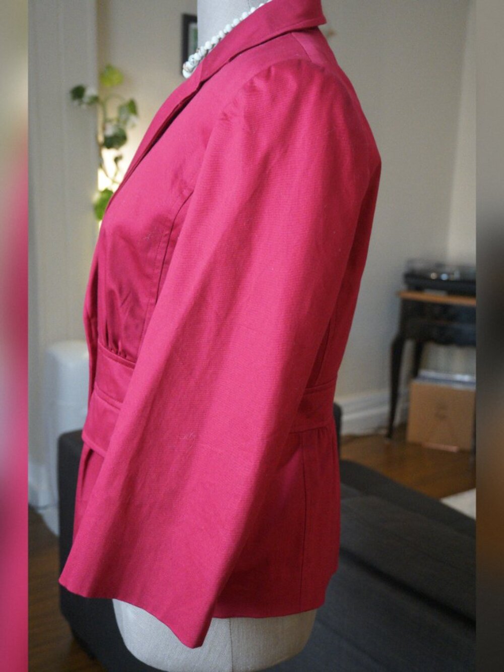 Nine West Suit Pink Magenta Single Button Peplum Blazer Jacket - Size 8 - Picture 2 of 6